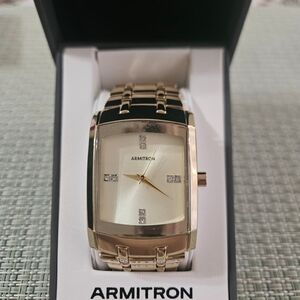 Armitron Gold-Tone Rectangle Bracelet Watch - Gold Dial